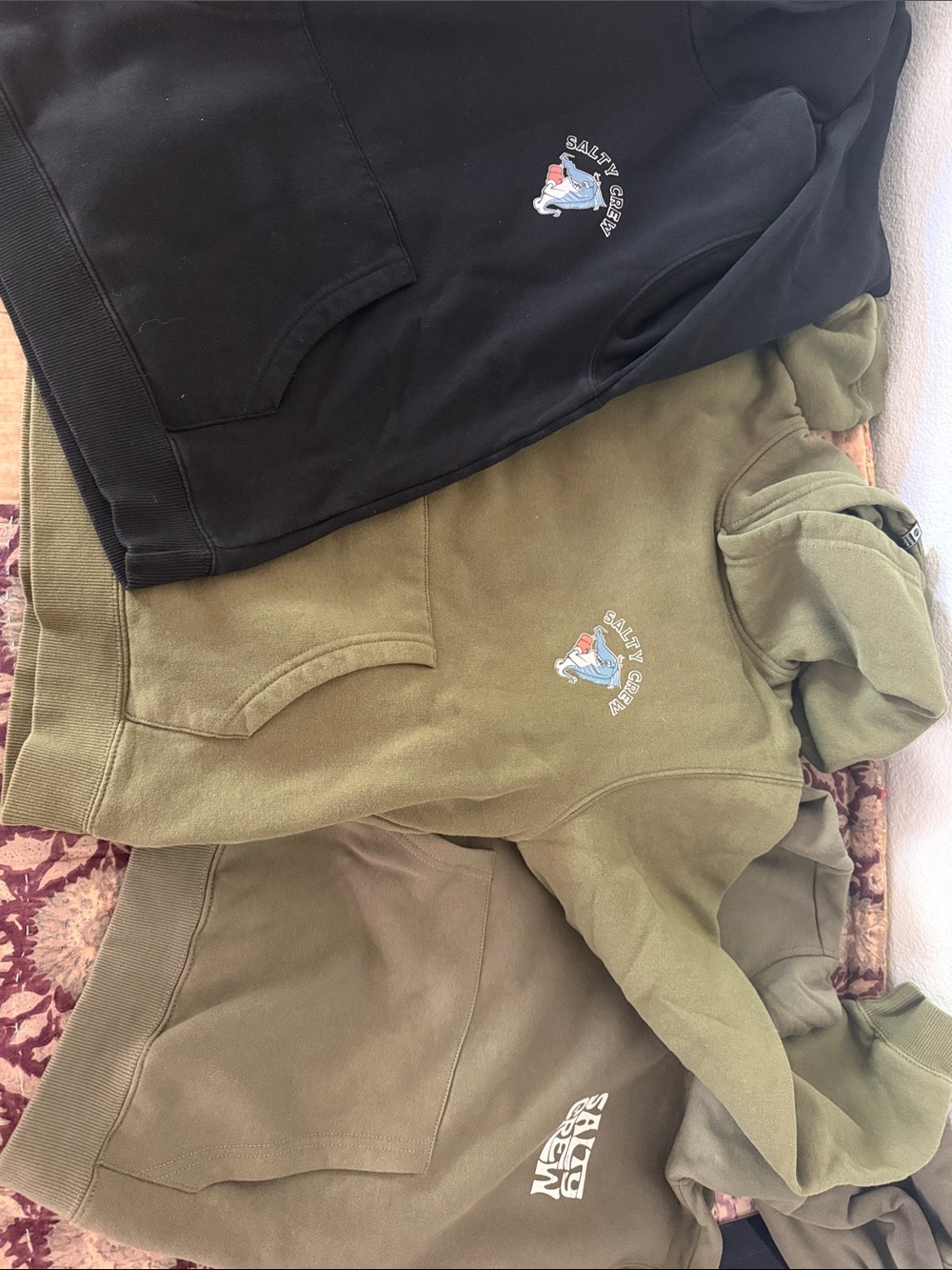 Salty Crew Kids Black & Olive Sweatpants Set with Logo